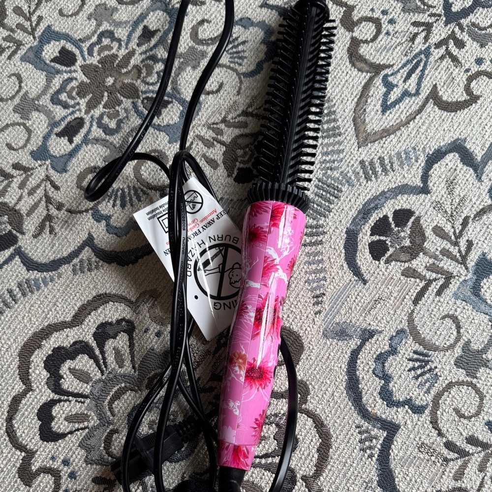 Pink Floral Hair Styling Brush